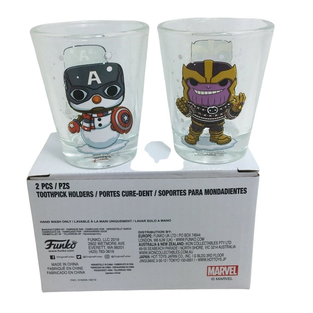 Funko Marvel Shot Glasses Toothpick Holder Thanos Captain America Snowman X-Mas - Picture 1 of 12
